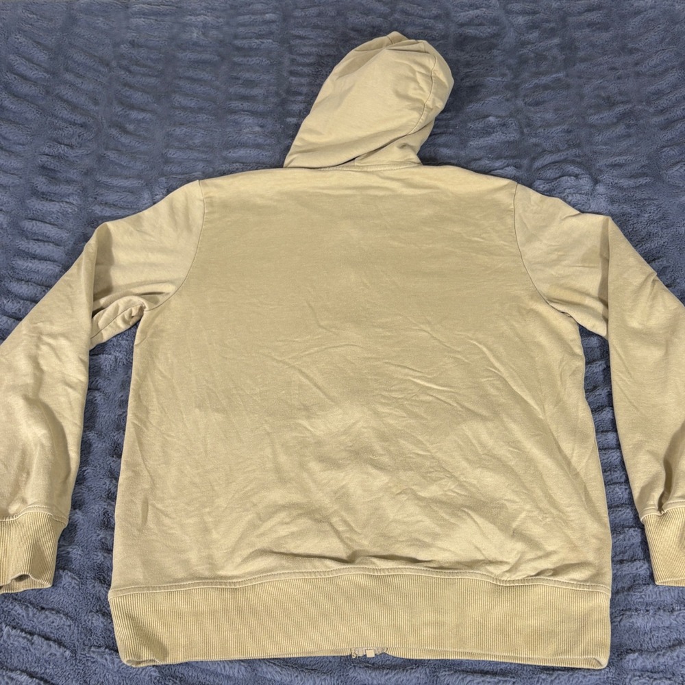 The North Face Mens Full Zip Hoodie Tan Khaki Medium Embroidered Logo AQ946 - Picture 3 of 8